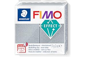 STAEDTLER 8010-81 FIMO Effect - Arcilla polimérica para modelar de secado al horno, color plata metálico (pastilla 57 g.)