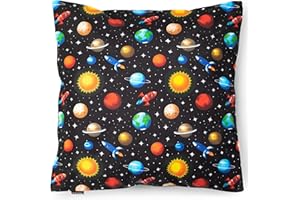 PinkZebra Federa per cuscino per bambini, 40 x 40 cm, in 100% cotone, federa per cuscino per ragazzi, Ecotex Standard 100, federa per bambini con chiusura lampo, cosmo