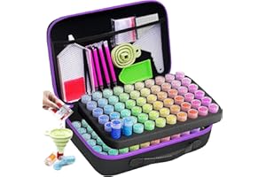 ARTDOT 120 Bottiglie Organizzatore per Diamond Painting 5D con Imbuto, Penne, Perline a Diamante Roller, Adesivi, Vassoio per Fai da Te Pittura Diamante, Nail Art Strass,Perline con Custodia