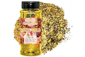 Aslanka Or Royal Paillettes holographiques 100 g de paillettes vertes mélangées pour le corps, la décoration de festival, le bricolage, le bricolage