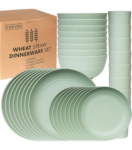 Wheat Straw Dinnerware Set s Reusable Plates And Bowls Camping