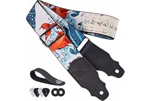 YIKOKO Guitar Strap, Head Layer Cowhide Leather End, 2 Inches, for Acoustic and Bass Electric Guitars
