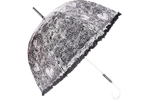 Chesoon Parasol de parapluie de dentelle en plastique Parasol de mariée de mariage Vintage Léger Dôme coupe-vent auvent avec 8 nervures