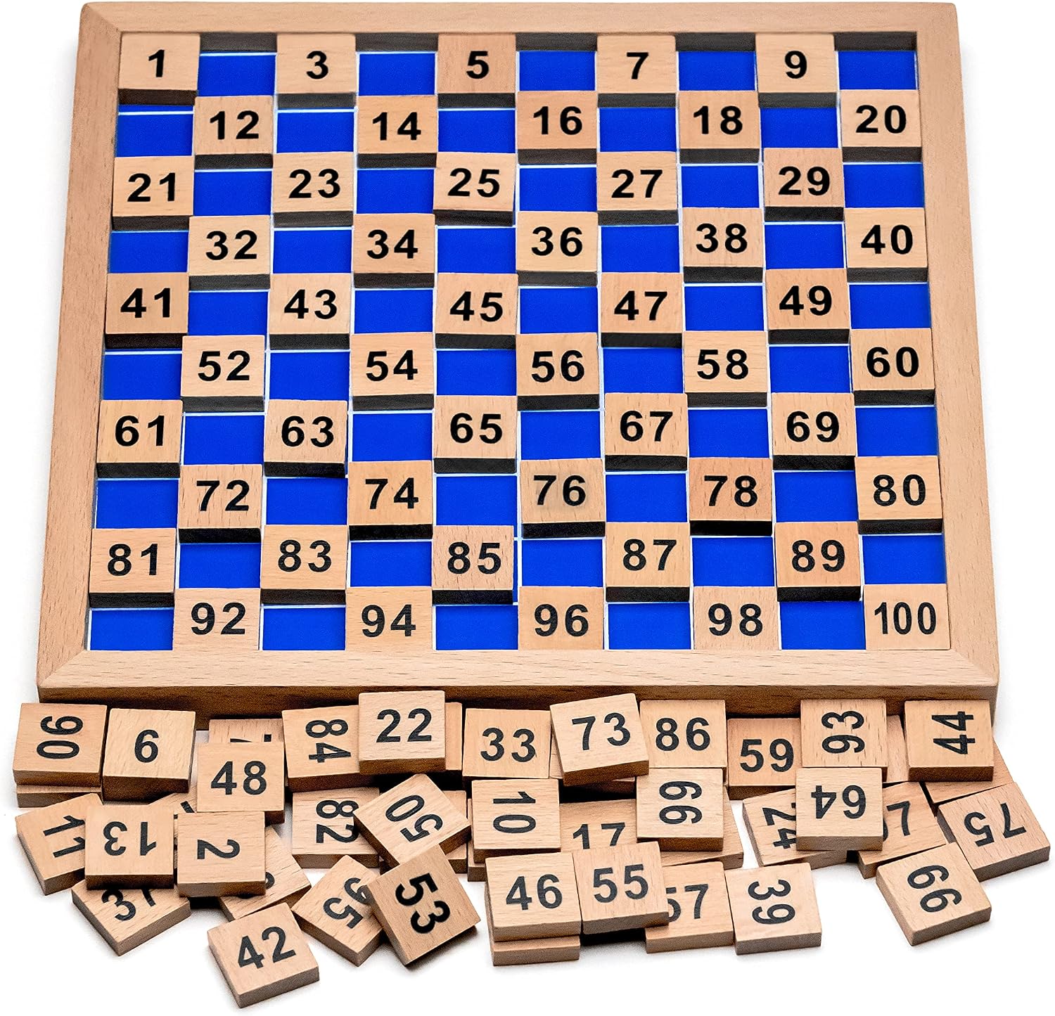 Puzzle matemático de Natureich Montessori Juguete de madera para aprender a contar, con campos numéricos y números, colorido/natural