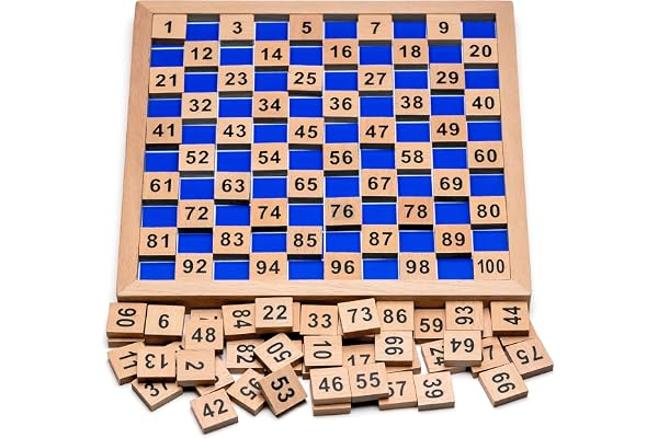 Natureich Montessori Mathématique 1-100 Nombres Tableau Puzzle Garçon et Fille, Enfants à Partir 3 Ans, Planche Empilage Éducatif, Jouets en Bois Apprends à Compter, Maths, Motrices, Chiffres