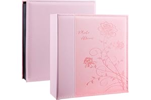 Miaikoe Album Photo 10x15 400 Pockette, Grande Capacité Couverture en Cuir Mariage Album de Famille Pour 400 Photos Vertical 10x15cm (Rose)