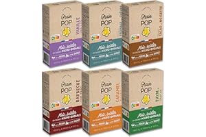 GRAIN POP Popcorn Premium Micro-ondes | Lot découverte de saveurs | GrainPop 8 Boîtes [3 sucrées, 3 salées et 2 nature]
