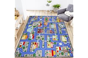 Capslpad Tappeto da gioco per bambini, 150 x 200 cm, lavabile, traffico stradale, antiscivolo, per bambini, area educativa e giochi, per camera da letto, sala giochi, aula