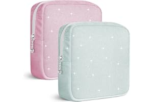 PLAYEXEN Neceser Compresas, 2 Bolsa de Almacenamiento para Compresas Algodon Tampones, Bolsa Menstrual con Cremallera de Servilletas Sanitarias, Mini Bolsa Portátil para Mujer Adolescent Niña(Verde y Rosa)