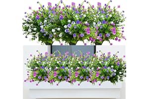 ‎KINISTY Kinisty 8 Bundles Artificial Flowers Outdoor Weatherproof Artificial Flowers Like Real Artificial Plants UV-Resistant Balcony Plants Plastic Flowers for Outdoor Balcony Balcony Box Garden Indoor