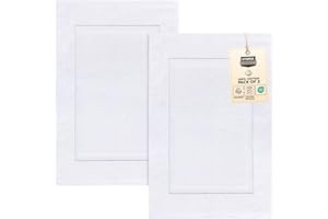 Utopia Towels Lot de 2 tapis de bain en 100 % coton éponge lavable Blanc 985 g/m2 53 x 86 cm
