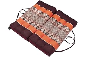HANDELSTURM THAIKISSEN Coussin d'assise pliable 40 x 40 cm, coussin de méditation et coussin thaïlandais pour les déplacements - Coussin de yoga - Bloc de coussin marron et orange