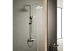 Columna de Ducha, YOOZENA Columna ducha con grifo, Columna ducha Monomando, Completo con Aceros inoxidables ducha lluvia 23 CM