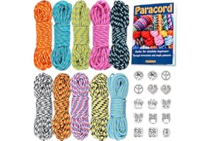 MONOBIN Micro Paracord Kit with Paracord Instructions, 10 Colors 20FT 2MM Paracord Combo kit with Paracord Beads for Making Paracord Bracelets, Lanyards (10Colors-C, 200FT)