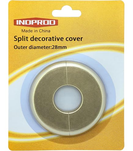 2-Pack Wall Split Flange – ABS Self-Adhesive Escutcheon Plate For 29mm (1.14") Diameter Water Pipes – Round Buckle Design Cover For Faucet, Toilet & Kitchen Pipes (Gold)