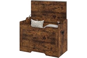HOMCOM Cassapanca da 103L, Panca Contenitore Multiuso con Cuscino in Tessuto Lavabile, Panca Portaoggetti in Legno per Ingresso, Corridoio, Camera da Letto, Soggiorno, 75x40x56 cm, Marrone