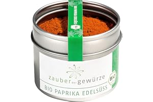 ‎ZAUBER DER GEWÜRZE Zauber der Gewürze Bio Paprika edelsüss - mild-scharfes Paprikapulver für Gulasch u.v.m, in Top-Qualität und wiederverschließbarer Aroma-Dose, 60 g