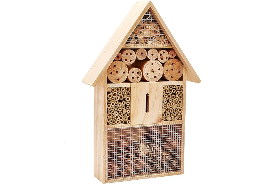 Wooden Insect Hotel Bee Butterfly Ladybird Box Aid Large Wood House 48CM