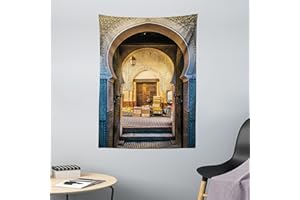 ABAKUHAUS Marocchino Arazzo, Vecchio Motif marocchina, Decorazione murale in Tessuto per Camera da Letto, Soggiorno, dormitorio, 110 x 150 cm, Blu Beige