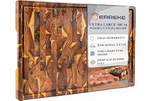 Erreke Skärbräda i Naturligt Teakträ End Grain, 58x38x3,2 cm, Extra Stor