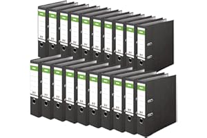 Original DINOR Ordner-Wolkenmarmor-Recycling - Made in Germany. 20er Pack 8 cm breit DIN A4 schwarz Aktenordner Briefordner Büroordner Pappordner Schlitzordner Grüner Balken Blauer Engel