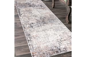 ‎MAZOVIA Mazovia Teppich Läufer Flur - Modern Teppichläufer – Kurzflor, Weich - für Vorzimmer Eingangsbereich Schlafzimmer Küche Korridor - Abstrakt Muster - 100 cm Breite Grau Beige 3 100 x 300 cm