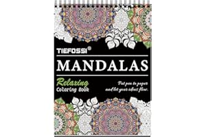 TIEFOSSI Livre de coloriage relaxant, motif de style mandala pour soulager l'anxiété, 160 g/m², 60 motifs et designs originaux de mandala déchirables, cadeau pour homme et femme