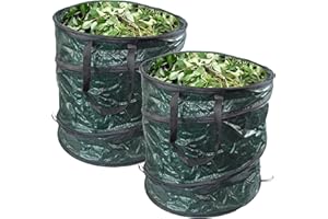 GLOW WHOLESALE GLOW Set of 2 Pop Up Garden Waste Bags with Carry Handles – Large Reusable Premium Heavy Duty UV Treated and Water Resistant 80L Collapsible Outdoor Home Garden Bin Sack Rubbish Leaves Grass Weeds