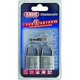 ABUS Vorhängeschloss Titalium 64TI/30 - 2er Set, gleichschließend - Kellerschloss mit Schlosskörper aus Spezial-Aluminium - g