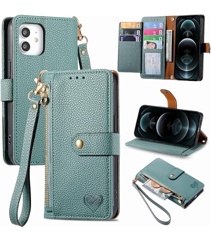 ELISORLI Custodia Portafoglio Per IPhone 12 Pro Con Tracolla – Pelle PU, 4 Slot Carte, Supporto, Magnetica, Nero