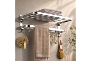 Plantex 304 Grade Stainless Steel Towel Hanger for Bathroom/Dual Folding Towel Rack/Towel Holder/Bathroom Accessories (24-Inch) Chrome