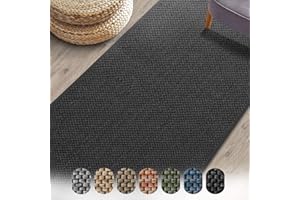 Floordirekt Sabang Carpet Runner, Woven Sisal Optic Living Room Rug Runner Area Rug, Hallway Bedroom Corridor Carpet, Durable and Versatile (Anthracite, 66 x 150 cm)