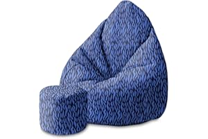 ‎DREAMROOTS DreamRoots Sitzsack Kinder 70x70x105cm - Sitzsack mit Lehne und Hocker und Bezug - Sitzkissen Boden - Chill Sack Bubibag mit Füllung S-Geo1