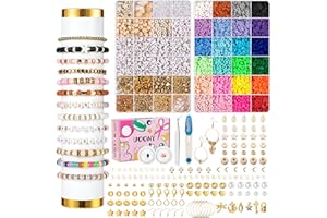 UOONY Perlen zum Auffädeln, 8500+ Perlen Set, 6mm Polymer Clay Perlen für Armbänder, zum Selbermachen von Armbändern mit Buchstaben und Zahlen