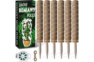 REMIAWY Moss Pole 173 cm 68 Inch, 6 Pack Plant Moss Pole for Plants Monstera, 40cm Coir Totem Sticks for Climbing Support Extension Indoor Sticks with 65 Feet Garden Twist Tie