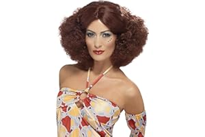 SMIFFY'S Smiffys Peluca afro de los 70, castaña rojiza, con raya al medio