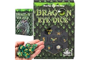 AVADA DND Würfel Set, Dragon Eye Dice, 7-teiliges Dungeons and Dragons Würfelset mit beweglichen Augen im Inneren der Spielwürfel (D&D Würfel Set, ideal als Pen and Paper Zubehör)