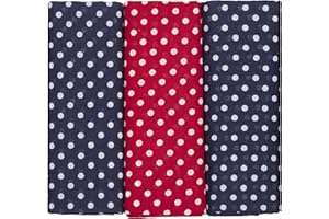 MANDITTIONS Box of 3 Spotted Cotton Handkerchiefs Extra Large Size Assorted Navy Blue/Red