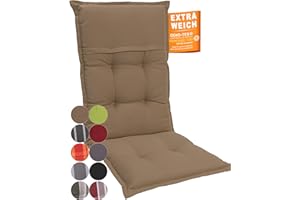 gardisun Gartenstuhlauflagen Hochlehner I Extra Dicke Sitzauflagen I Made in Europe I Ideale Polsterauflagen für Hochlehner Gartenstuhl I Auflagen mit hoher Lichtechtheit I 1er Set I Taupe