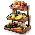 HOLANA Acacia Wood Fruit Basket for Kitchen Countertop - 3-Tier Fruit Bowl Holder for Counter , Extra Large 16x12.5x18 inch , Wooden Fruit Stand Storage Organizer for Vegetable, Bread, Snack(3 Tier)