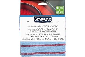 STARWAX - Chiffon en Microfibre spécialement conçu pour la vitrocéramique et l'induction - Nettoie la saleté et Les éclaboussures de Graisse - Côté abrasif et Absorbant - Ne Raye Pas - Lavable en