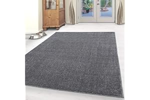 ‎HOMEBYHOME HomebyHome Kurzflor Teppich Einfarbig Robust Gabbeh Optik Wohnzimmerteppich Grau Meliert, Grösse:160x230 cm