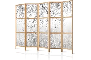 murando - Paravento da Interno 225x172 cm XXL Albero Foresta Natura Abstrait 5 Pannelli Divisori Stampa Unilaterale su Tela in TNT Separe Divisorio per Ambienti Ufficio Paraventi Decorazioni Legno