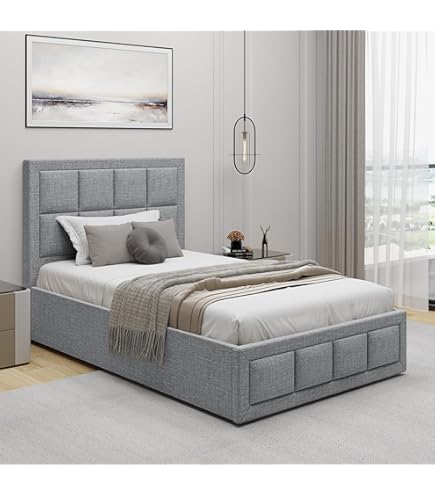 Blisswood Upholstered Single Ottoman Bed Frame With Foam Mattress - View #9