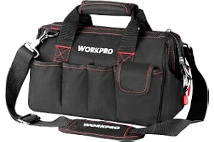 Workpro W081020A Stäng topp bred mun förvaring verktygsväska, svart och röd, 30 cm