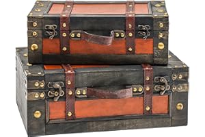 TRADEMARK INNOVATIONS Marchi Innovations - Valigie decorative in legno, stile vintage, confezione da 2