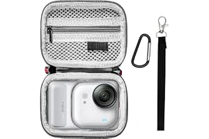 Mini Carrying Case for Insta360 GO Ultra, Hard Shell PU Lens Cover, Protective Storage Bag with Carabiner and Wrist Strap, Mesh Pocket, Lightweight Portable Travel Case for Action Camera Accessories