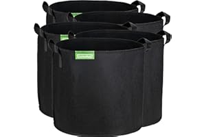 GardenMate 5-Pack 30 litres/8 gallons soft-sided plant pots – Grow bags with soft felt-like texture that promote air root pruning - BLACKLINE