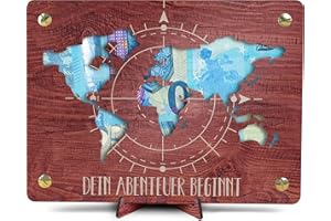 World Map Monetary Gift, XL Wooden Money Gift Including Stand, Travel gift, Holiday Gift, Holiday Cash, Money Gift, Travel Cash Box