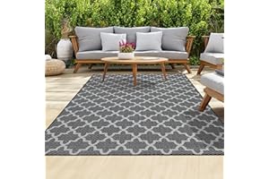 HomeArt Outdoor Rugs | Easy-Cleaning Indoor & Outdoor Area Rugs for Porch, Deck, Balcony, Garden, Picnic, Kitchen, Hallway | UV & Weather-Resistant Large Patio Rug Mats | Anthracite Cream 180 x 270 cm